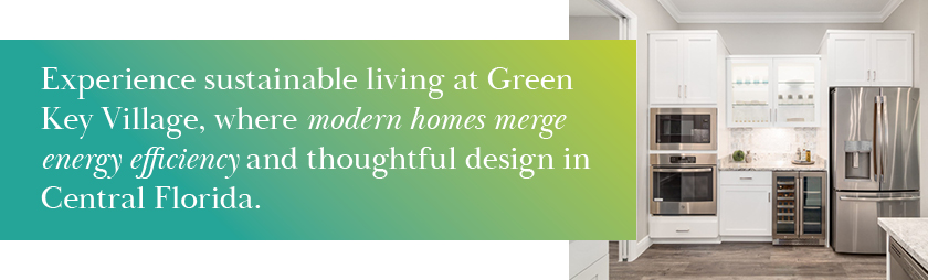 interior kitchen with white cabinets in a new home in Florida by Green Key Village