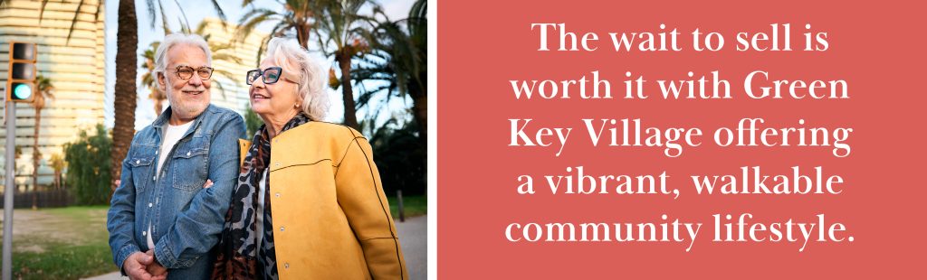 an elderly couple walking outside of their new home in FL